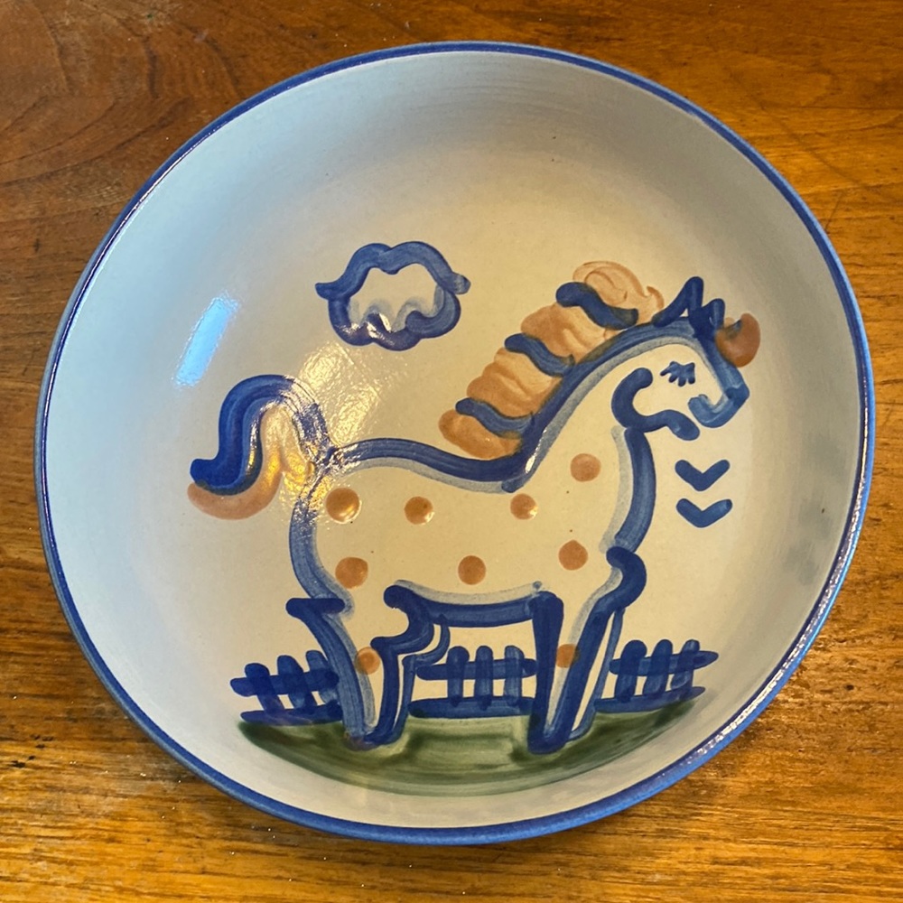 Vintage 1980’s M.A. Hadley marked 8” horse themed serving bowl